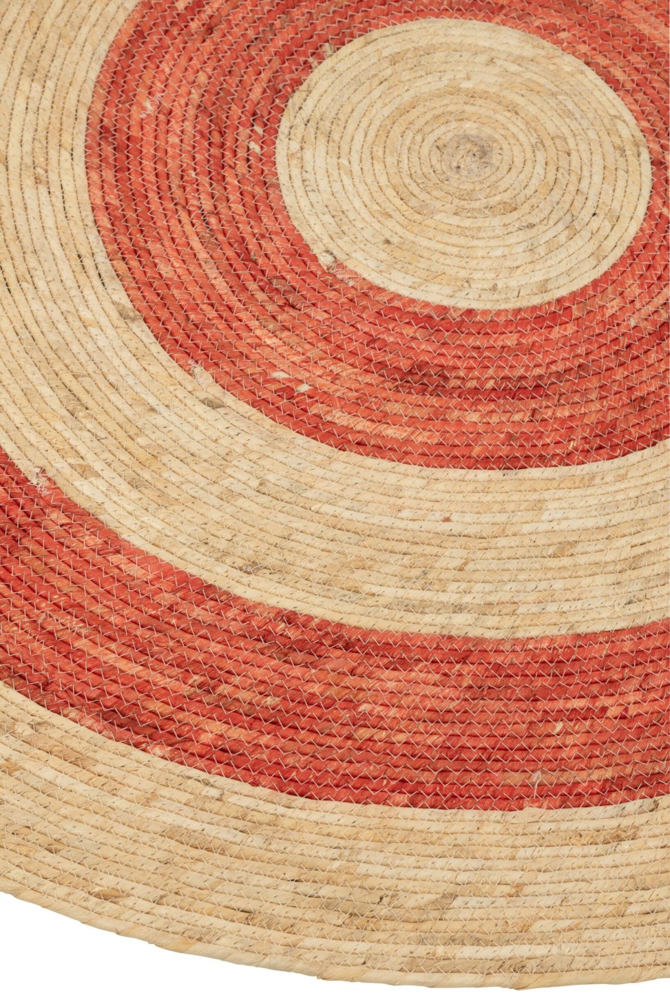 Runder Teppich aus Maishülsen Natur Rot