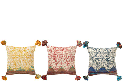Blumenkissen-Set aus Baumwolle mit Quasten im 3er Set