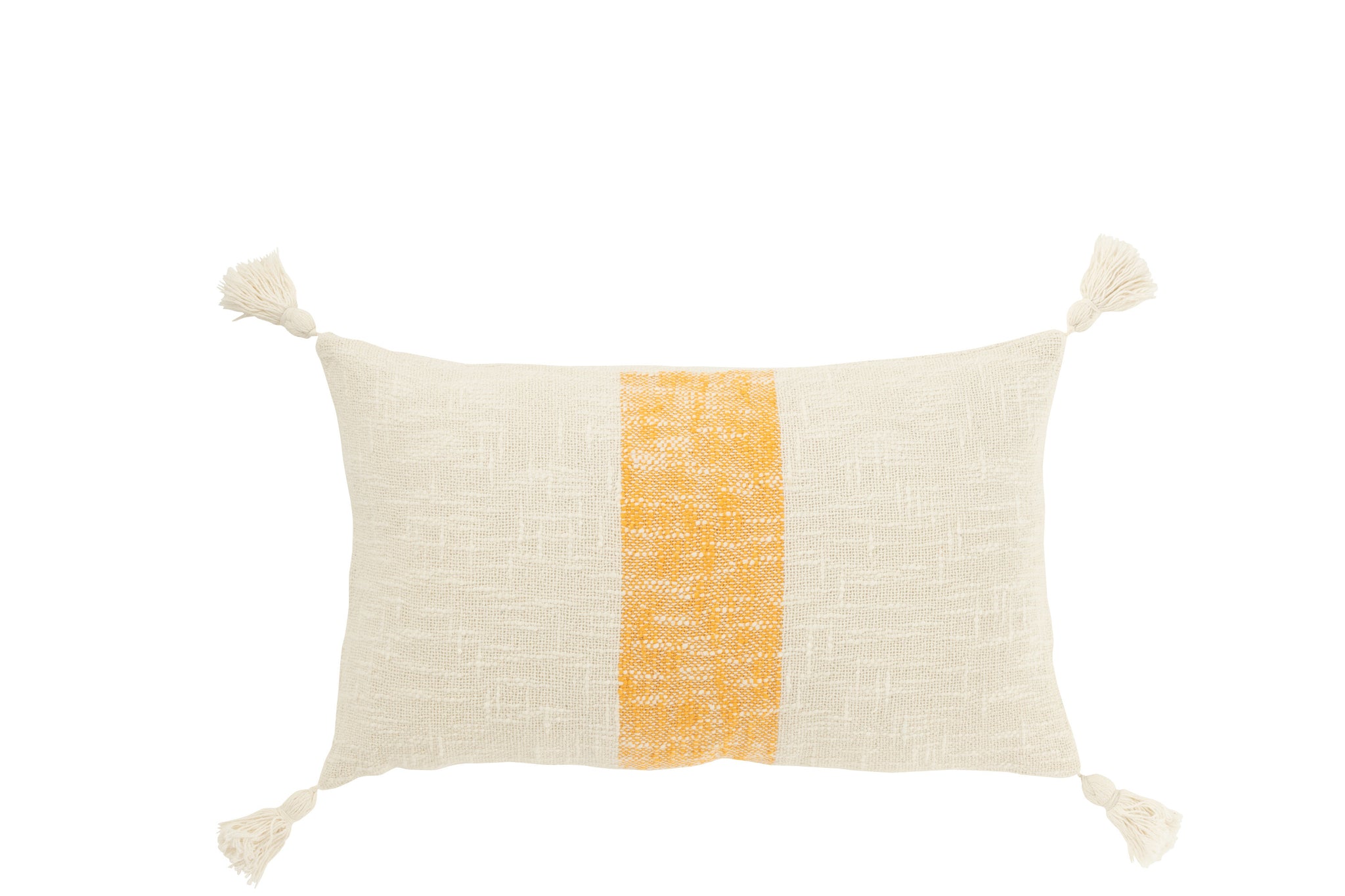 rechteckiges dekokissen mit quasten weiss orange