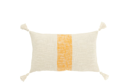 rechteckiges dekokissen mit quasten weiss orange
