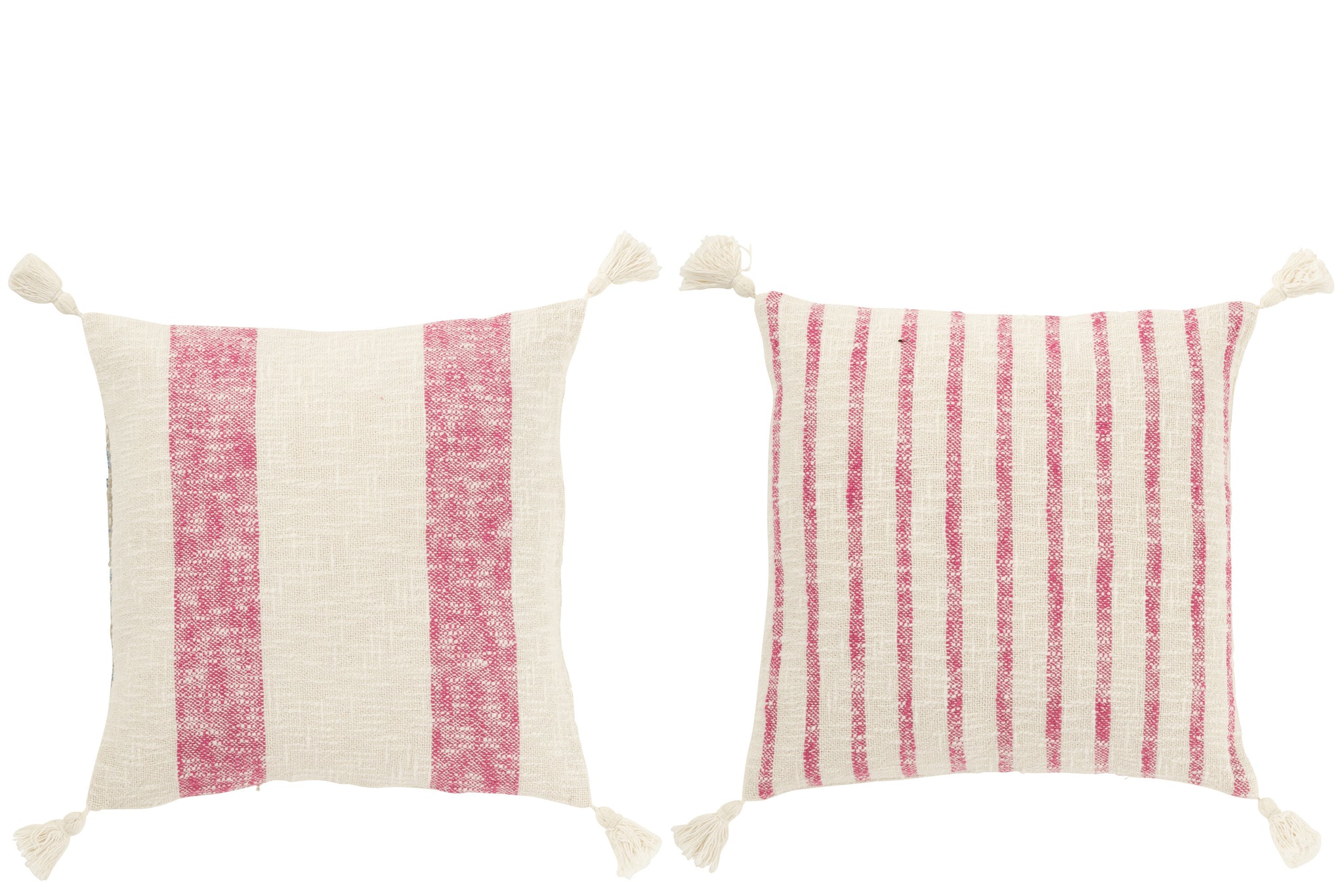 dekokissen mit quasten rosa weiß