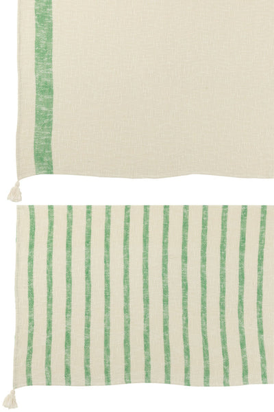 boho plaid weiss gruen mit quasten