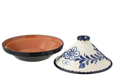 Handbemalte Tajine Granada Keramik Cobaltblau Weiß