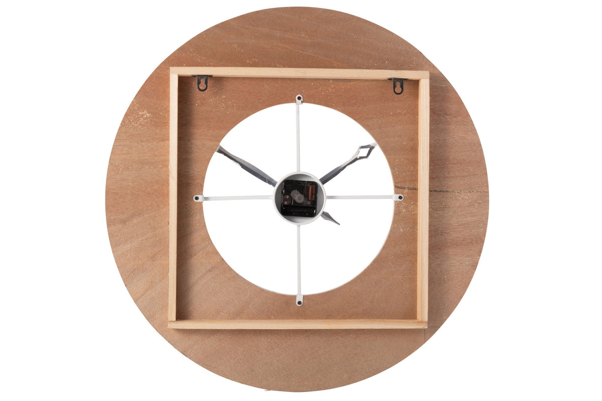 Runde Wanduhr aus MDF und Schilf Natur Weiß