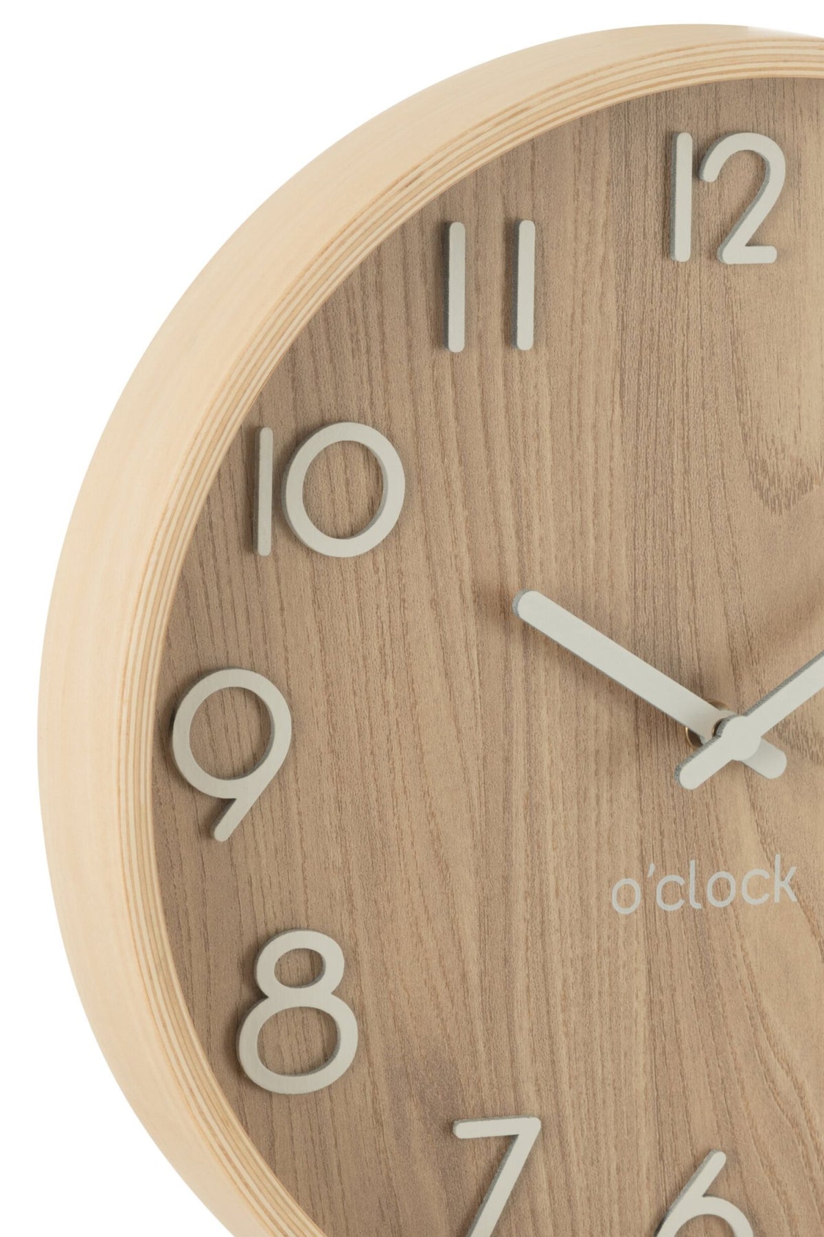 Runde Wanduhr Holz Natur mit Ziffern