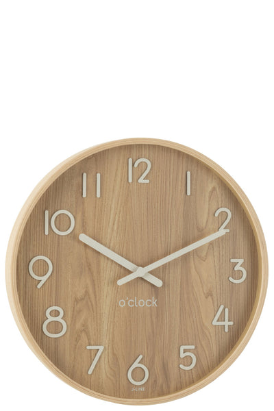 Runde Holzwanduhr in natürlicher Optik