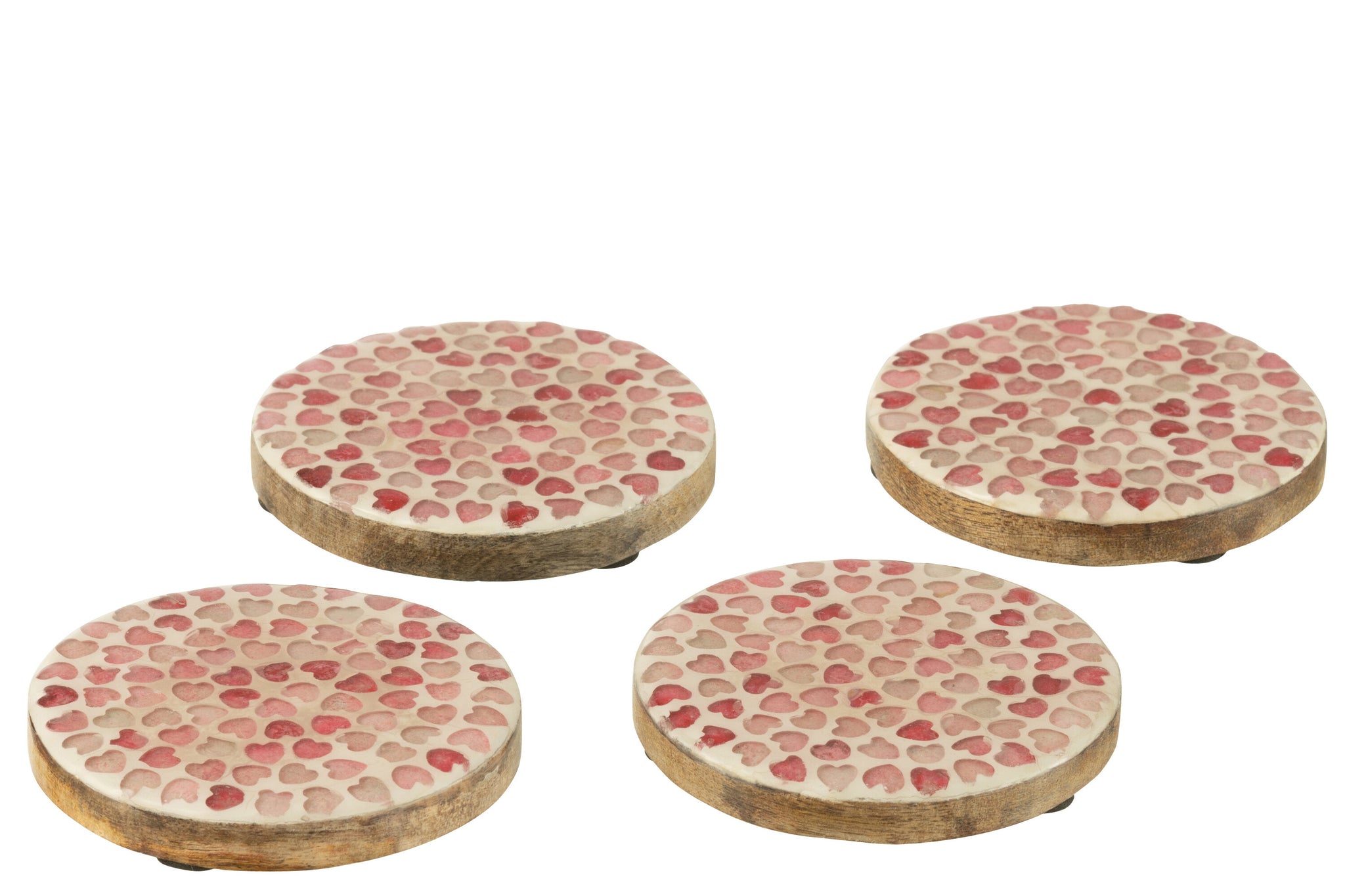 Posavasos corazón rosa mango (4 piezas)