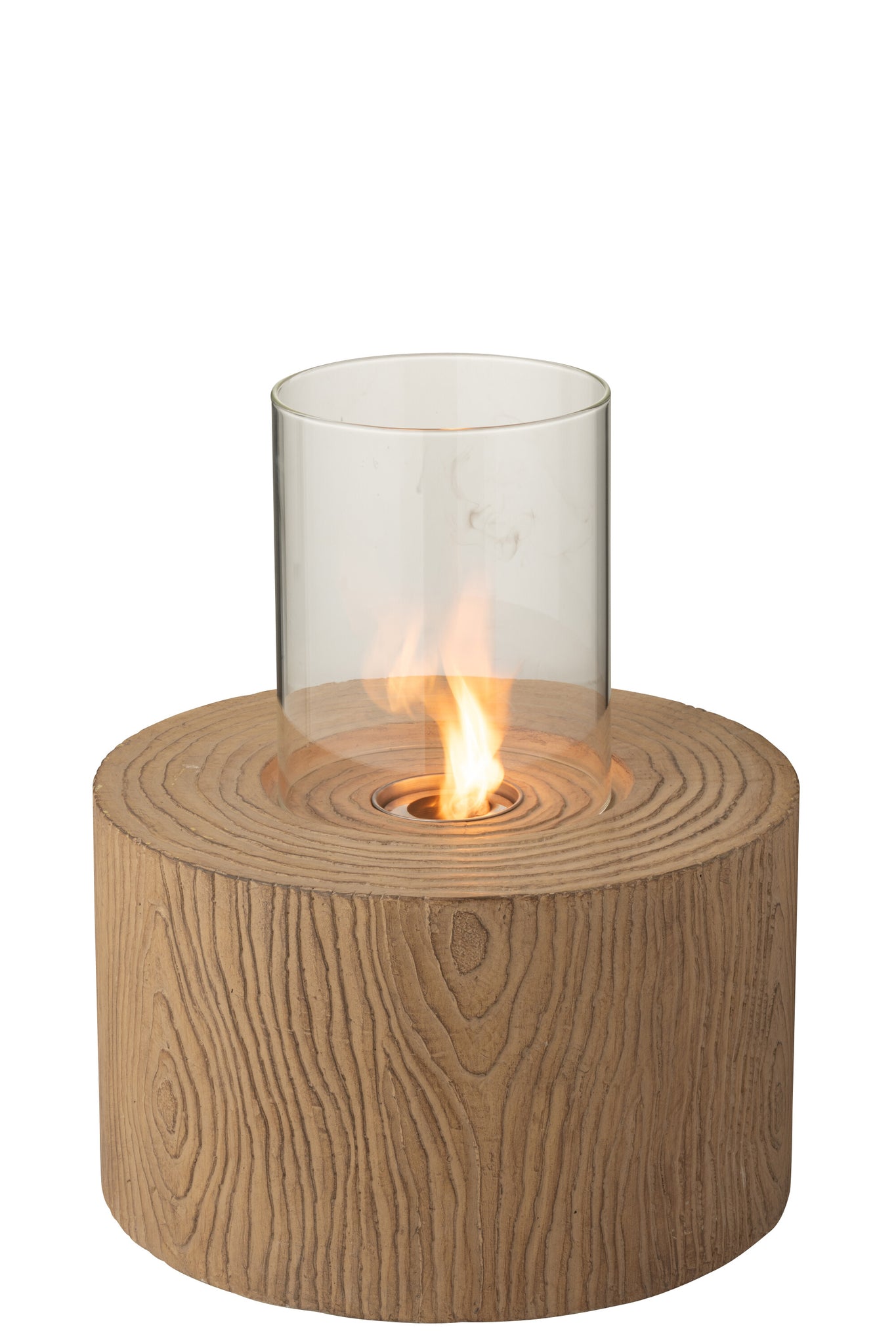 Feuersäule in Holzoptik Beige