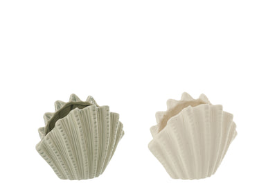 Muschel Vase Weiß 2er Set maritime Dekoration