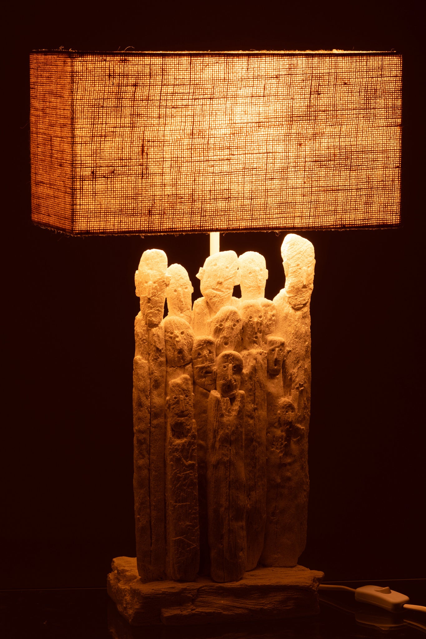 Lampe de table avec figurines en polyrésine – Blanc / Naturel