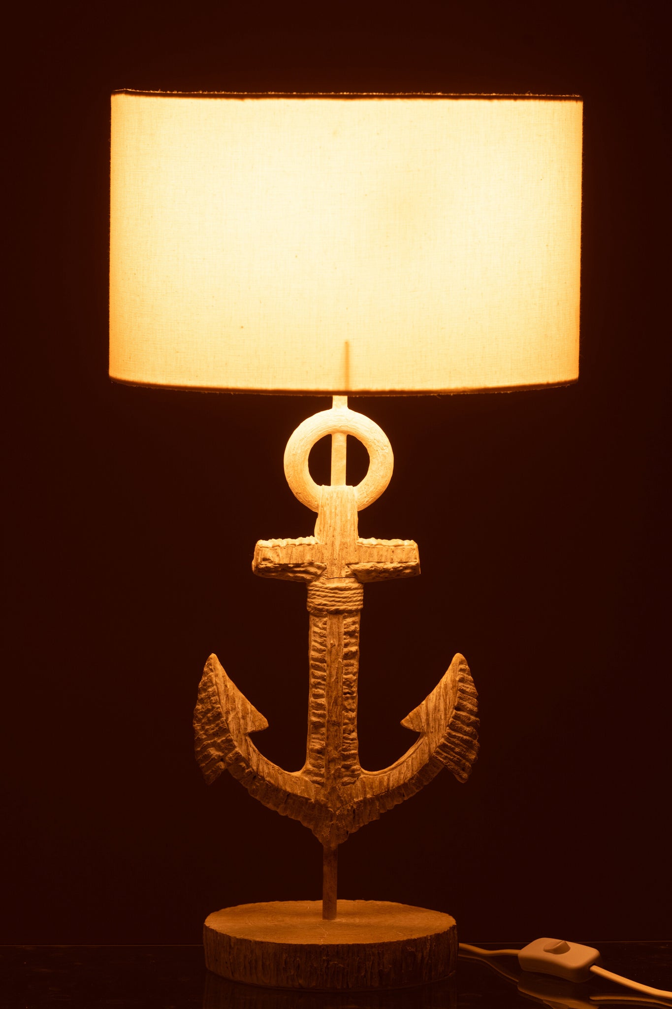 Lampe de table Anchor, polyrésine, blanc/naturel