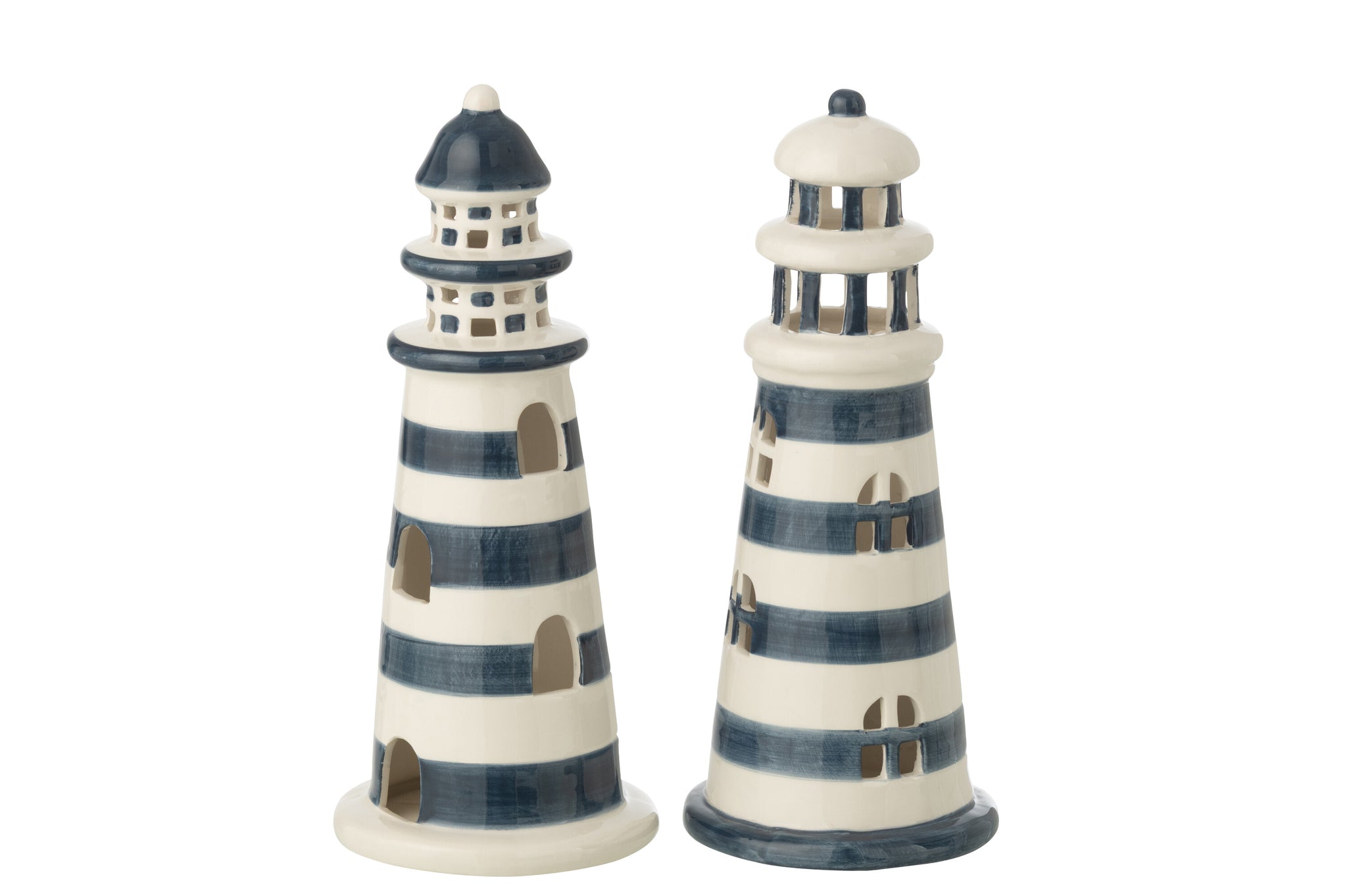 LED Leuchtturm Set Blau Weiß maritime Dekoration