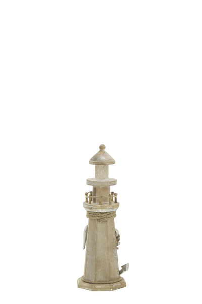 Decorative Lighthouse "Whitewash" made of MDF & Rope – Natural Small *******PROBLEMS*****