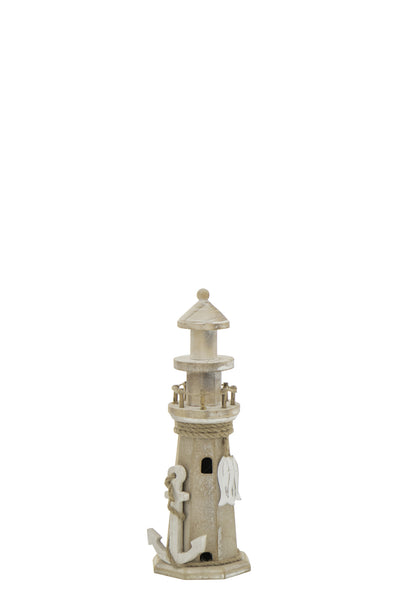 Decorative Lighthouse "Whitewash" made of MDF & Rope – Natural Small *******PROBLEMS*****
