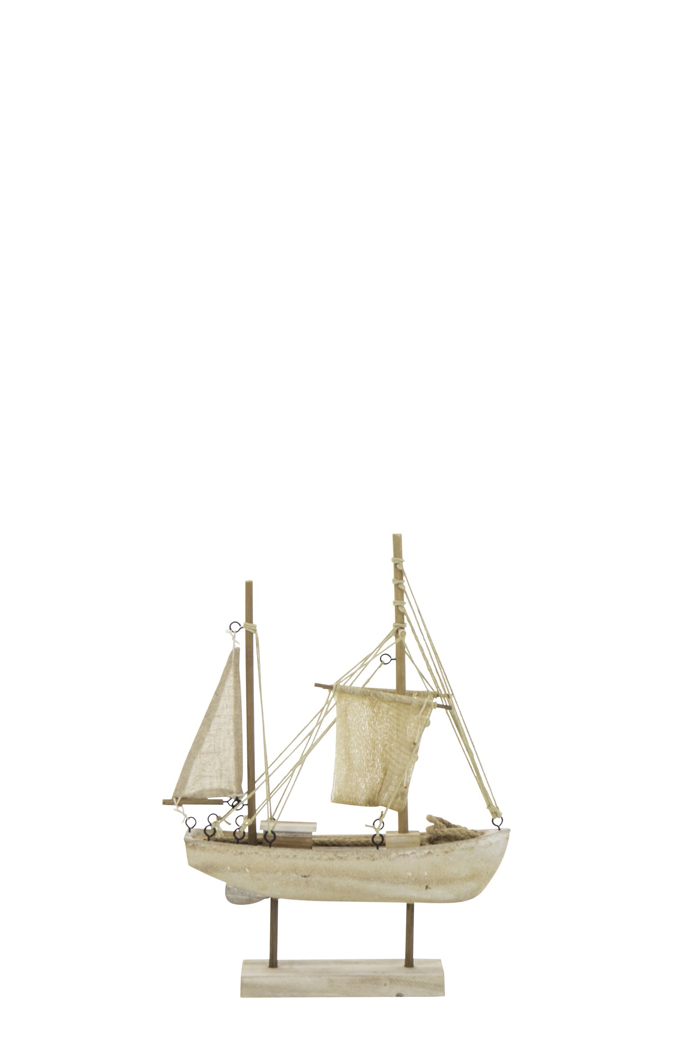 Maritimes Deko Segelboot aus Holz Weiß/Natur