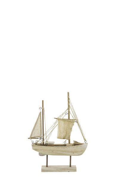 Maritimes Deko Segelboot aus Holz Weiß/Natur