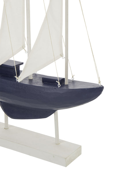 Segelboot aus Holz Blau Weiß