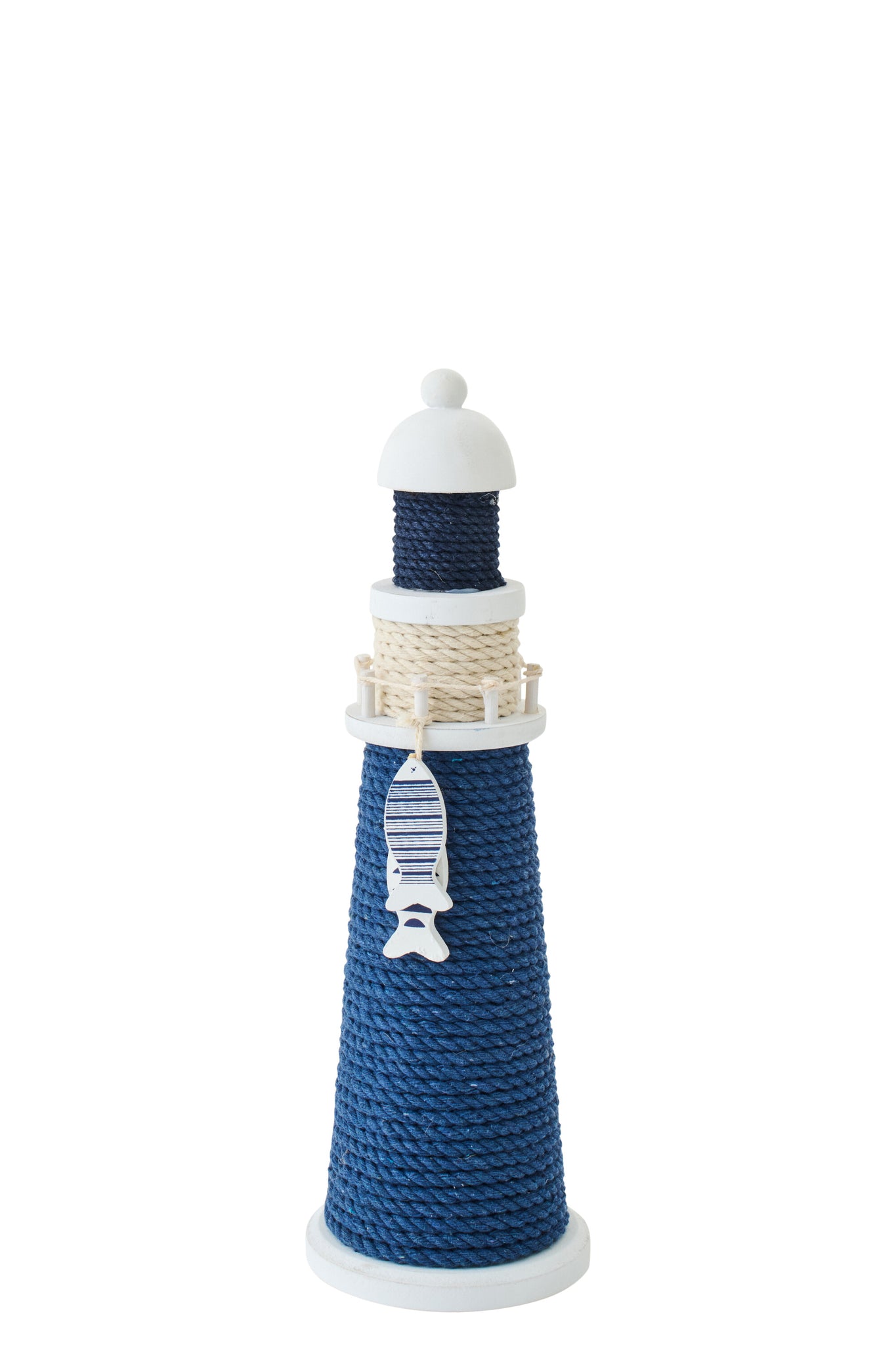 2er Set - Dekorativer Leuchtturm - Blau/Weiß, (M) + (L)