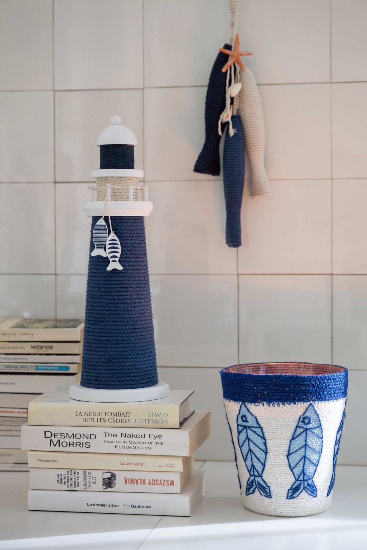 Phare décoratif, bleu/blanc (M)