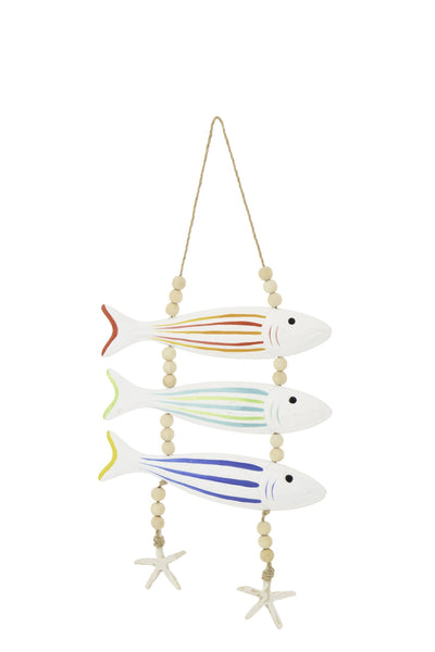 Suspension poisson avec perles, rayée, MDF/corde, multicolore