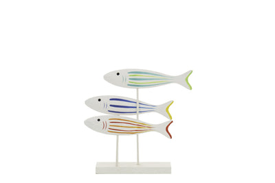 Poisson sur socle, poisson rayé, MDF/Bambou, multicolore, petit