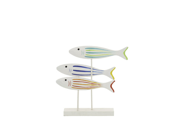 Poisson sur socle, poisson rayé, MDF/Bambou, multicolore, petit