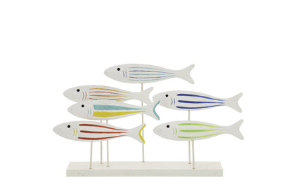 Poisson sur socle, poisson en MDF rayé, multicolore, grand