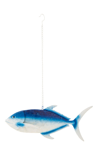 Maritimer hängender Fisch, Blau/weiß