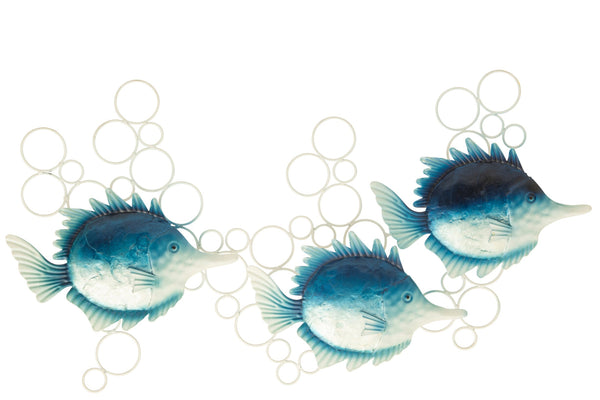 Wanddekoration Fisch mit Luftblasen,Blau/weiß