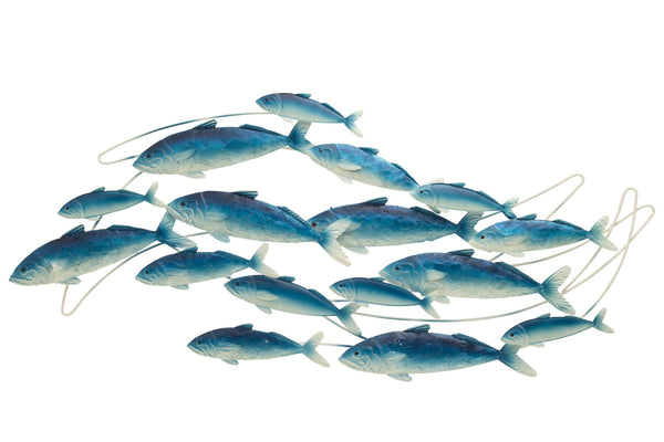 Wanddekoration Fischgruppe, Blau/weiß