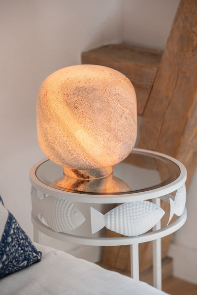 Tables d'appoint gigognes blanches à motif poisson (lot de 2)