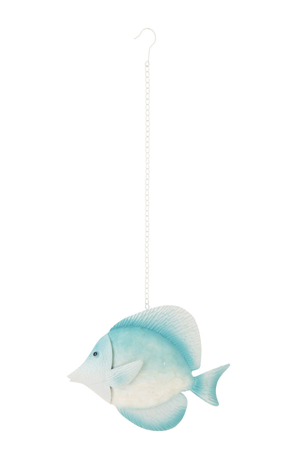 Pez colgante ancho de hierro, azul claro/blanco