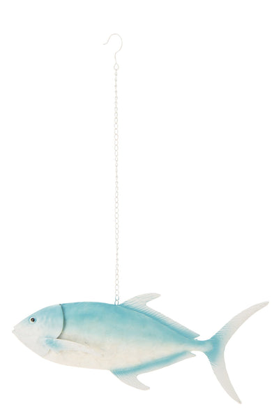 Pez de hierro, colgante largo, azul claro/blanco