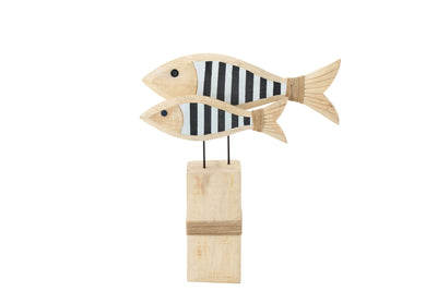 Gestreifter Holzfisch in Natur und Schwarz
