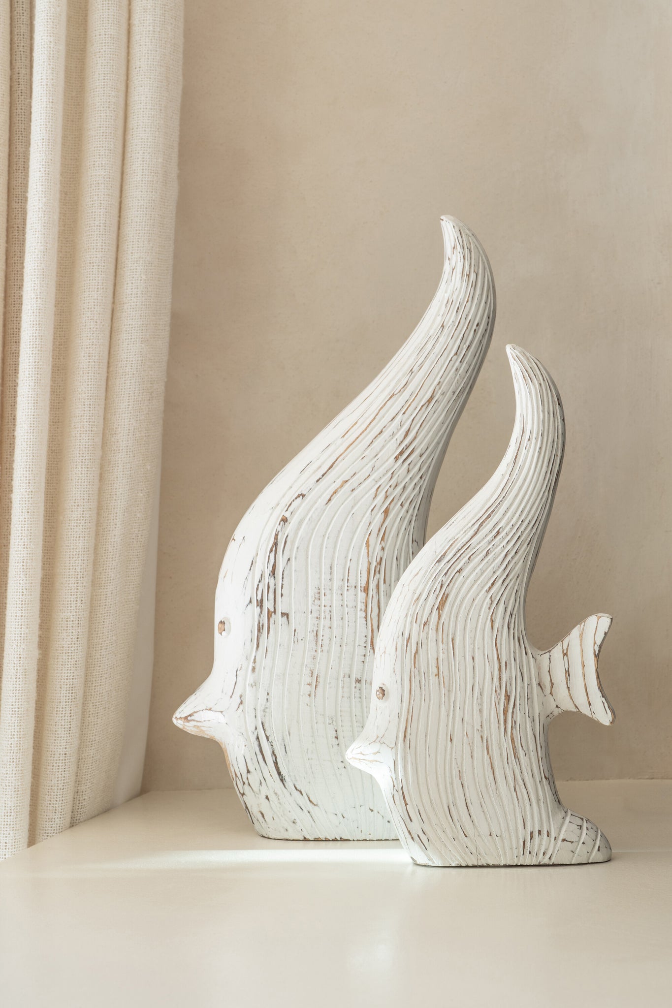 coastal fisch figur aus holz off white