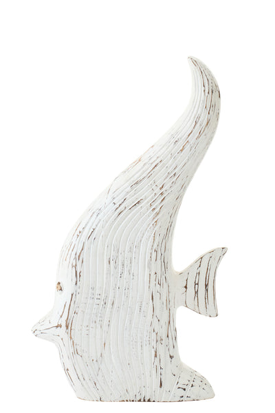beachhouse deko fisch holz skulptur weiss