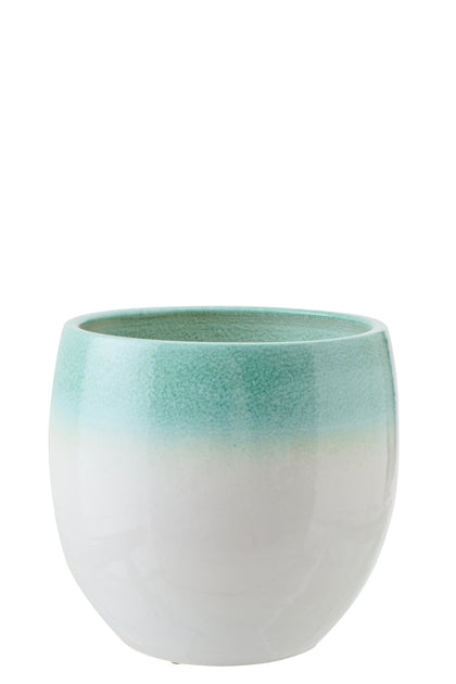 Blumentopf Vase Keramik, Mintgrün/Weiß (L)