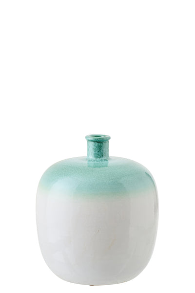 Keramik Vase in Mintgrün und Weiß im maritimen Stil