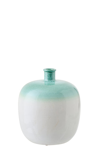 Keramik Vase in Mintgrün und Weiß im maritimen Stil