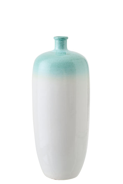 Bodenvase Keramik, Mintgrün/Weiß (S)