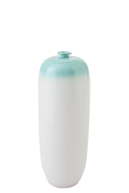 Bodenvase Keramik, Mintgrün/Weiß (M)