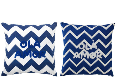2er Set maritime Kissen Ola Amor Blau Weiß