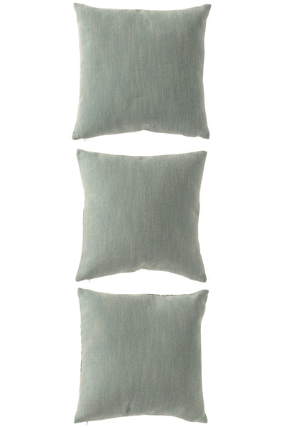 Kissen-Set Korallen & Streifen – Blau / Off-White (3er-Set)