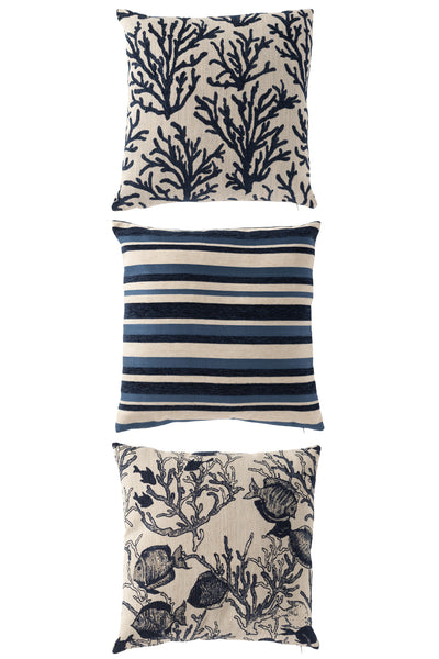 Maritime Kissen in Blau und Off White als dekoratives Set