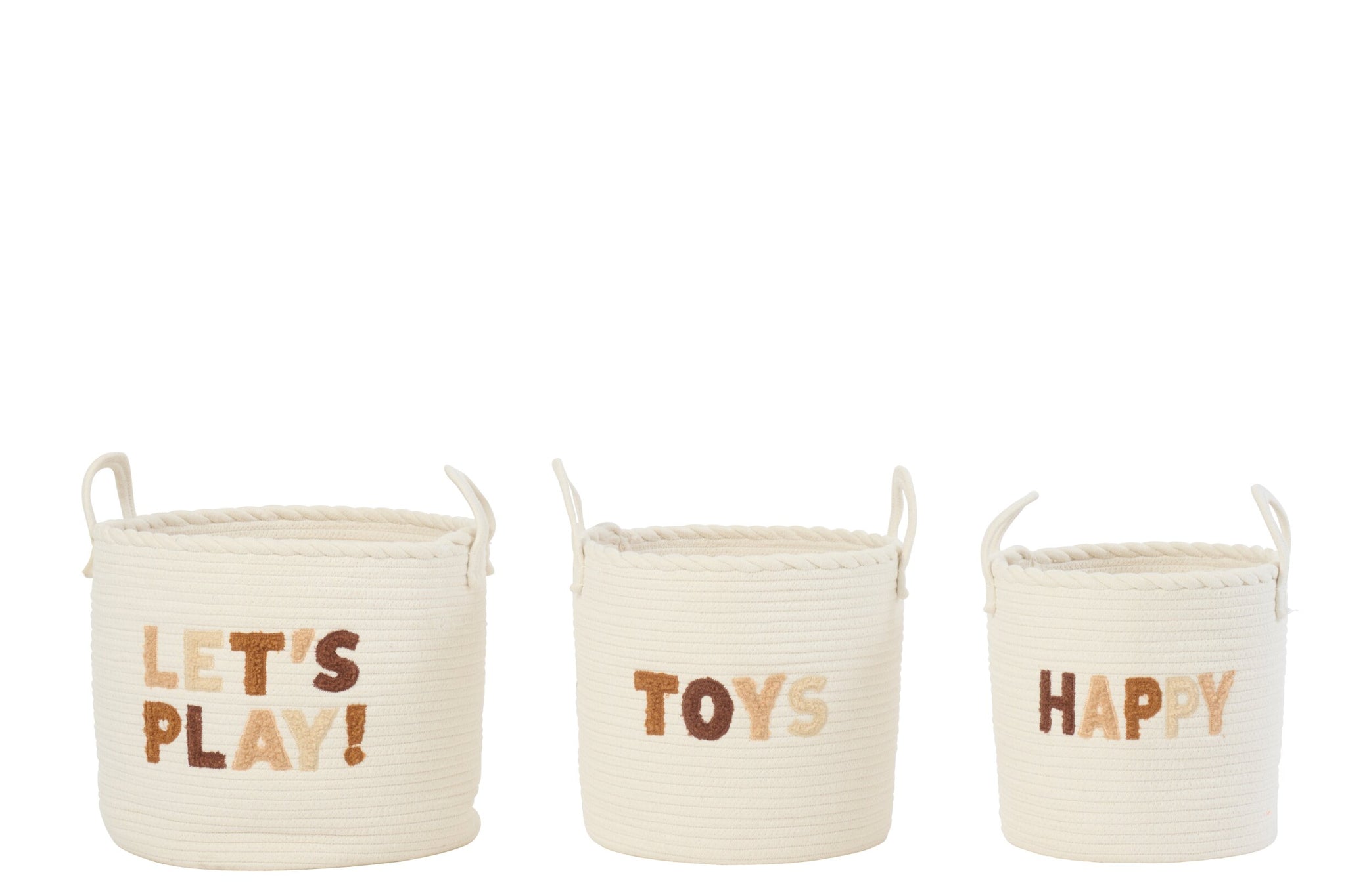 Kinderkorb Set Weiß Braun 3-teilig