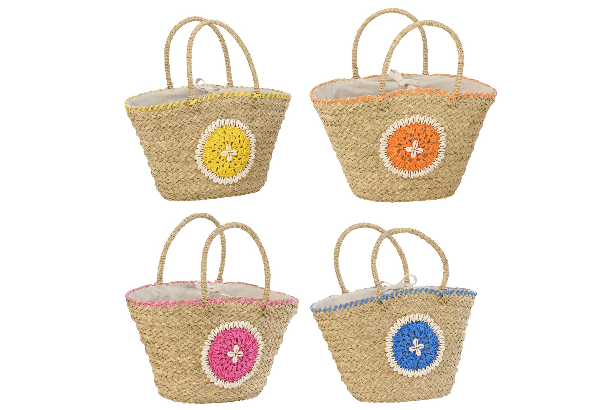seegras tasche muschel bunt 4er set