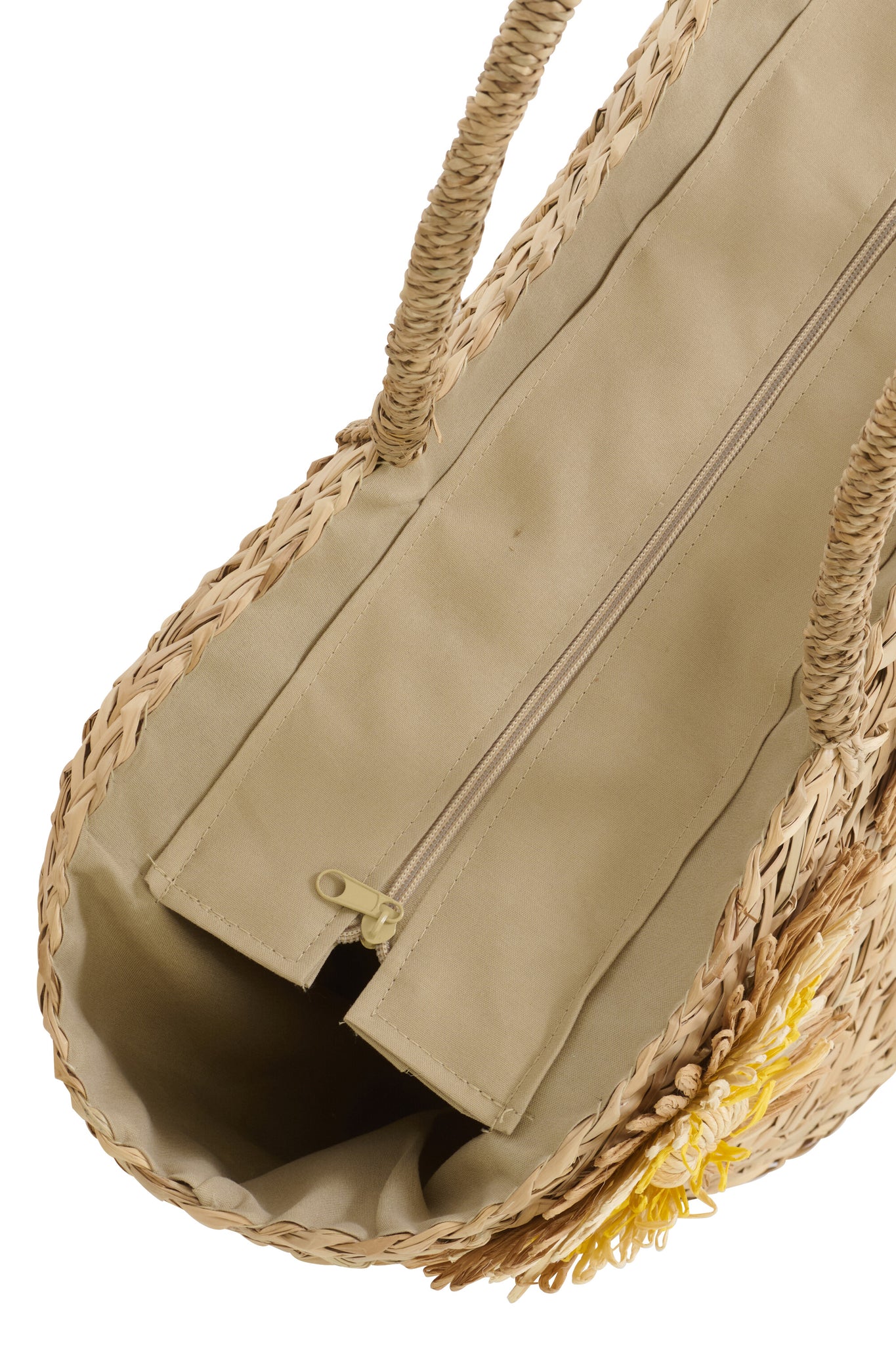 2er-Set - Tasche aus Seegras mit Sonnenblume - Gelb/Orange