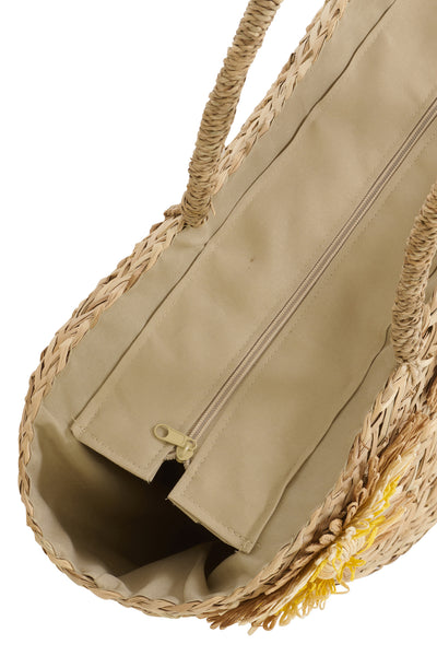 2er-Set - Tasche aus Seegras mit Sonnenblume - Gelb/Orange
