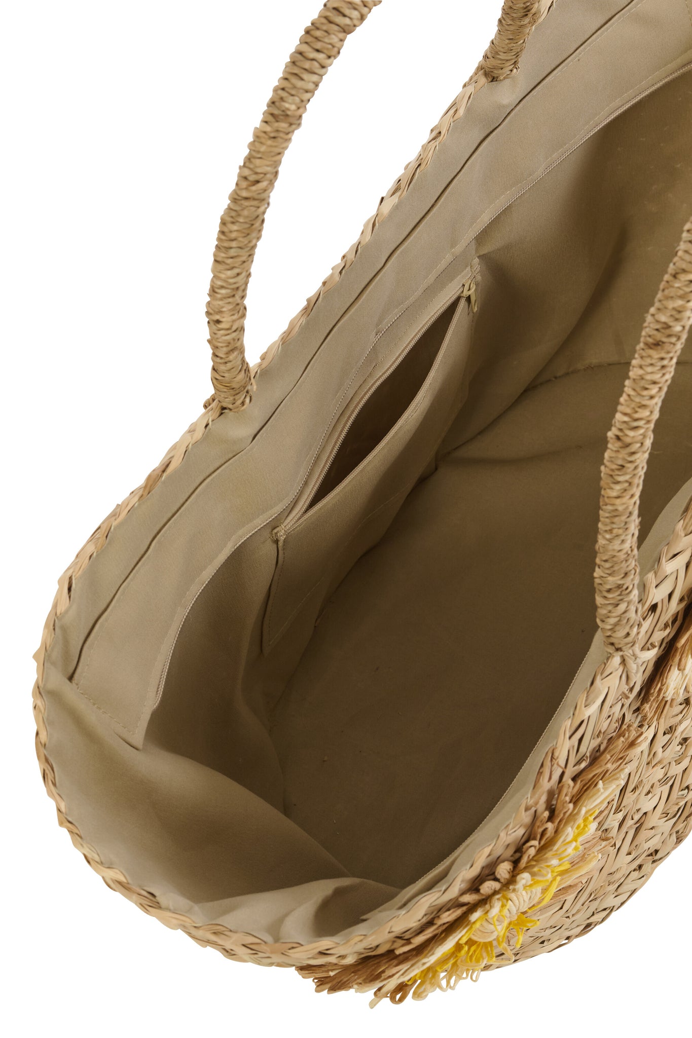 2er-Set - Tasche aus Seegras mit Sonnenblume - Gelb/Orange