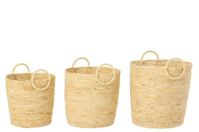 Dekokorb Set aus Maisblatt mit Griff